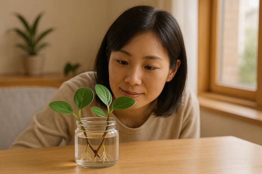 伸びすぎた茎は水挿しで整理する