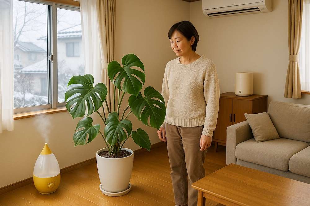 冬越しでモンステラがうなだれるのを防ぐ